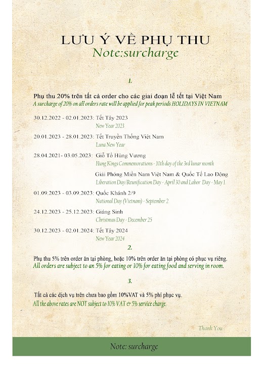 Bình An Village Resort Đà Lạt – MENU NƯỚC 2023