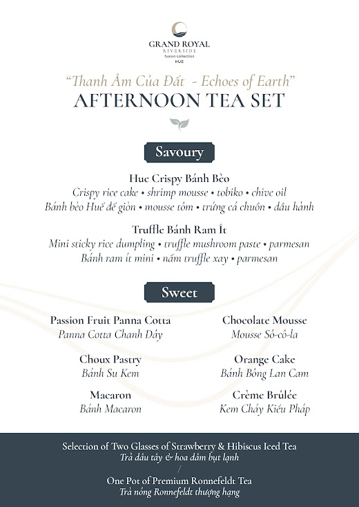 Grand Royal Riverside Hue – Fusion Collection – AFTERNOON TEA “ECHOES OF EARTH”