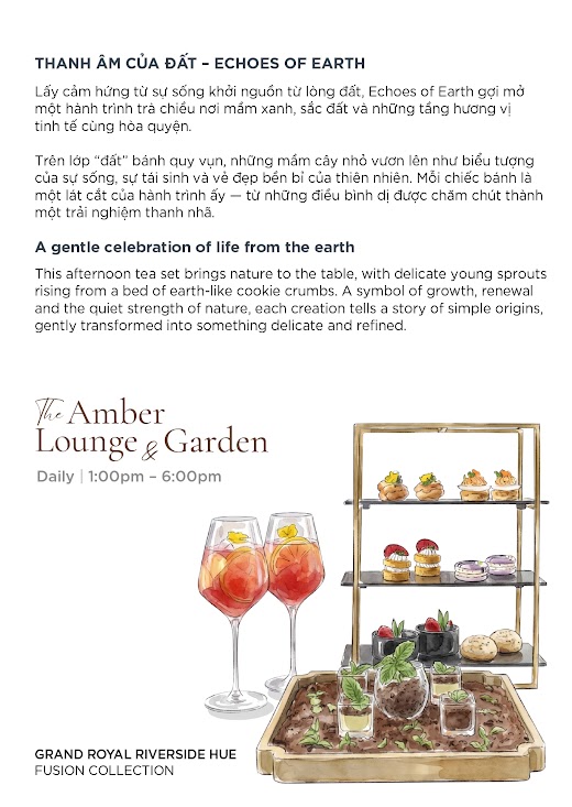 Grand Royal Riverside Hue – Fusion Collection – AFTERNOON TEA “ECHOES OF EARTH”