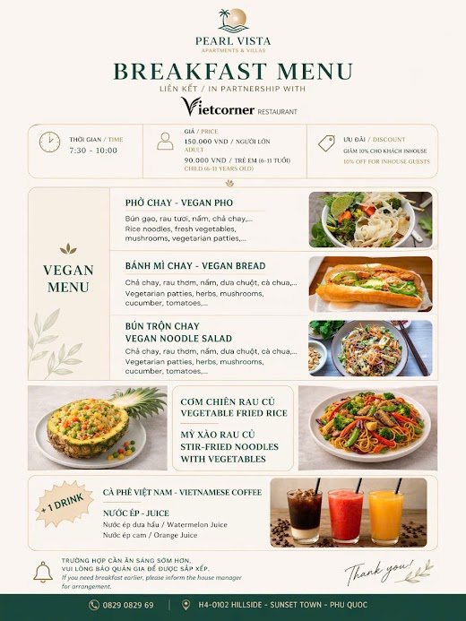 Pearl Vista Apartments & Villas Phú Quốc – Ăn sáng