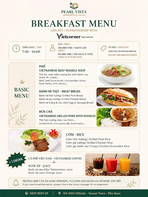 Pearl Vista Apartments & Villas Phú Quốc – Ăn sáng